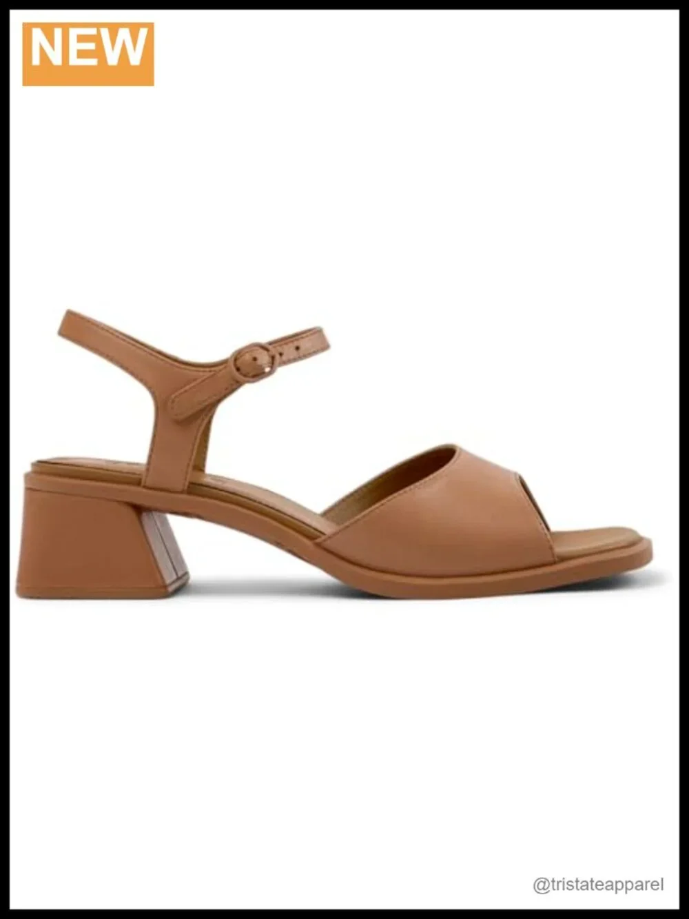 2-Strap Platform Sandal Leather Ankle Strap Block Heel